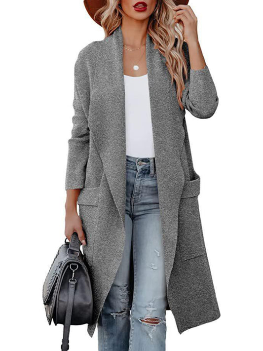 Women's casual long high-end women's woolen slim coat coat for women