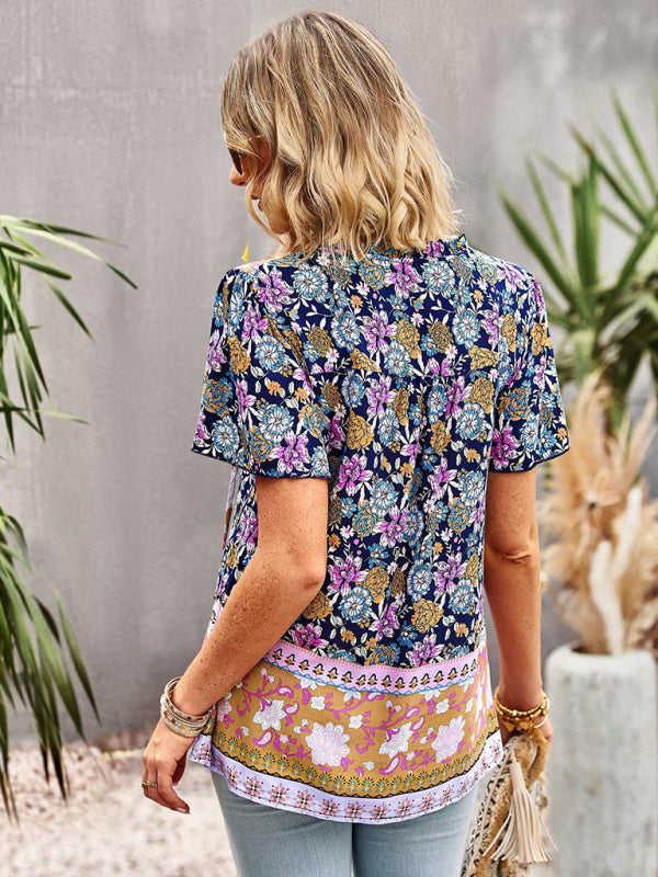 Boho Floral Print Summer Women's Shirt