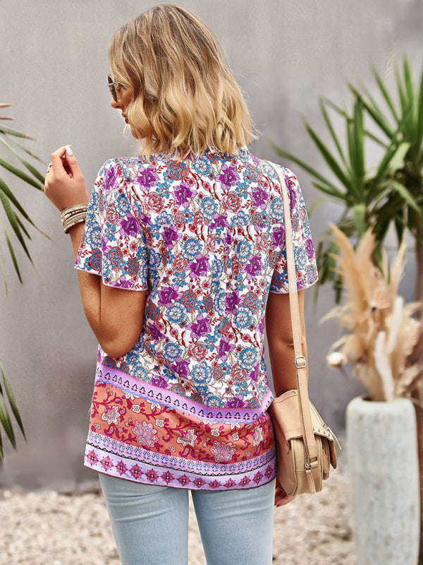 Boho Floral Print Summer Women's Shirt