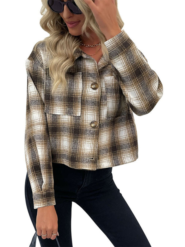 Plaid Pattern Women's Casual Winter Jacket