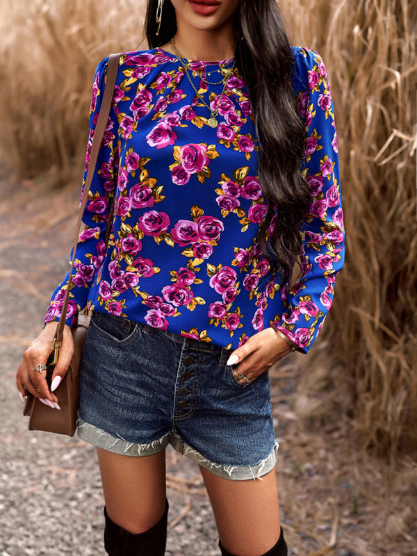 Women's Casual Floral Print Blouse Top