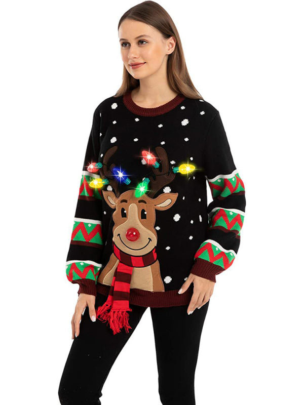 Festive Reindeer LED Christmas Sweater