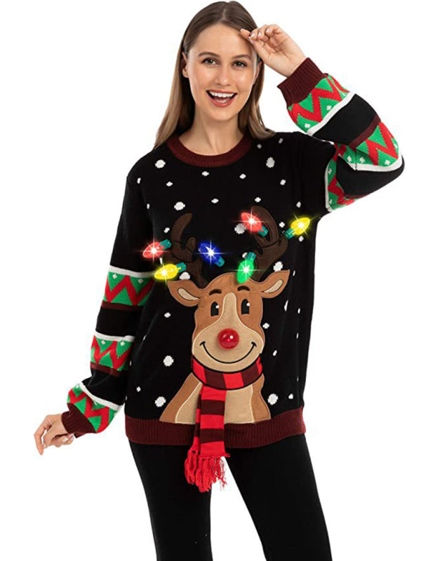 Festive Reindeer LED Christmas Sweater