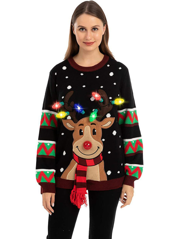 Festive Reindeer LED Christmas Sweater