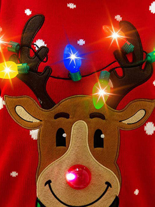 Festive Reindeer LED Christmas Sweater