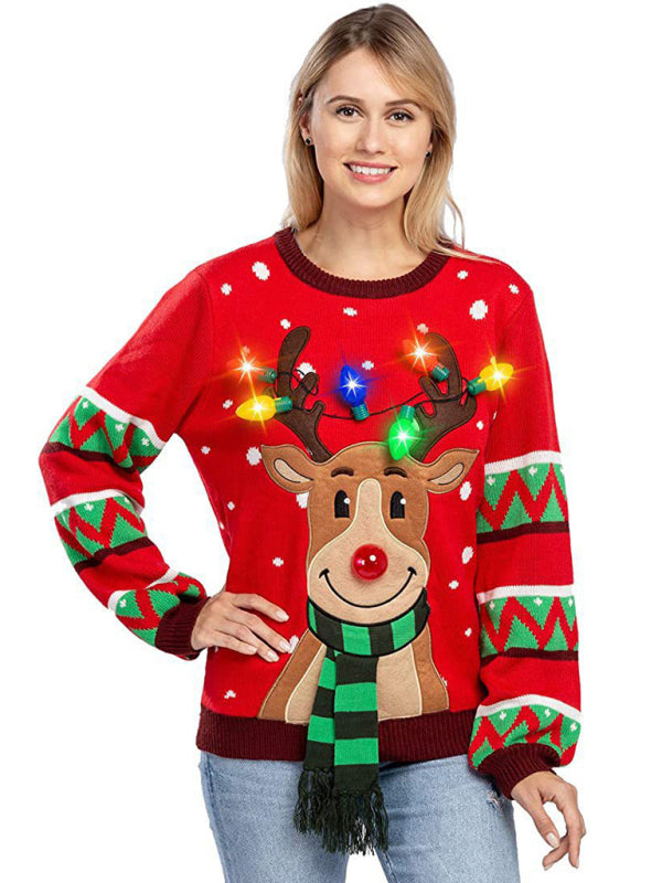 Festive Reindeer LED Christmas Sweater