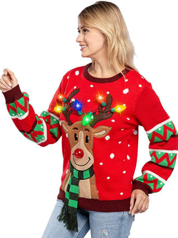 Festive Reindeer LED Christmas Sweater