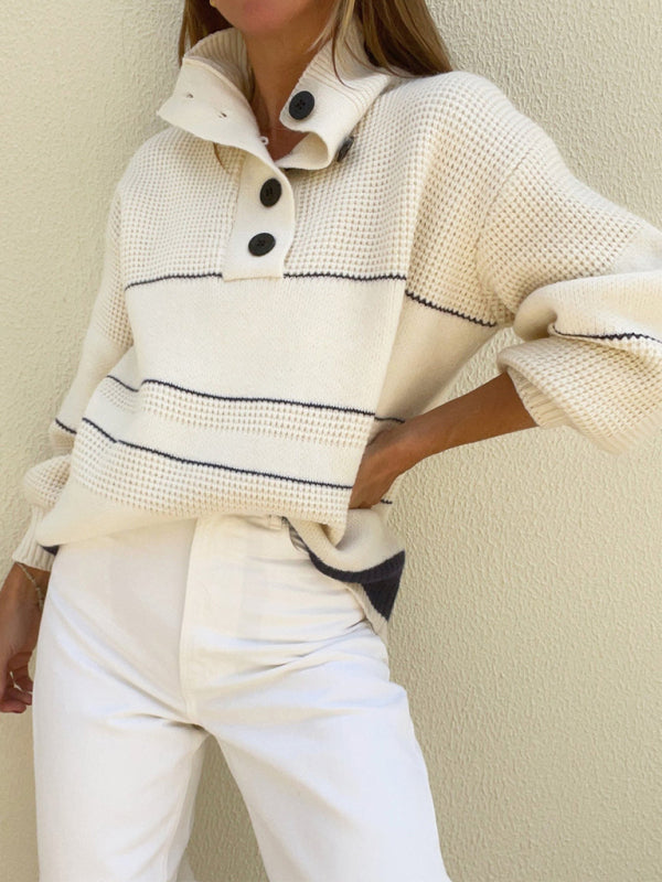 Women's Button-Up Knitted Casual Sweater