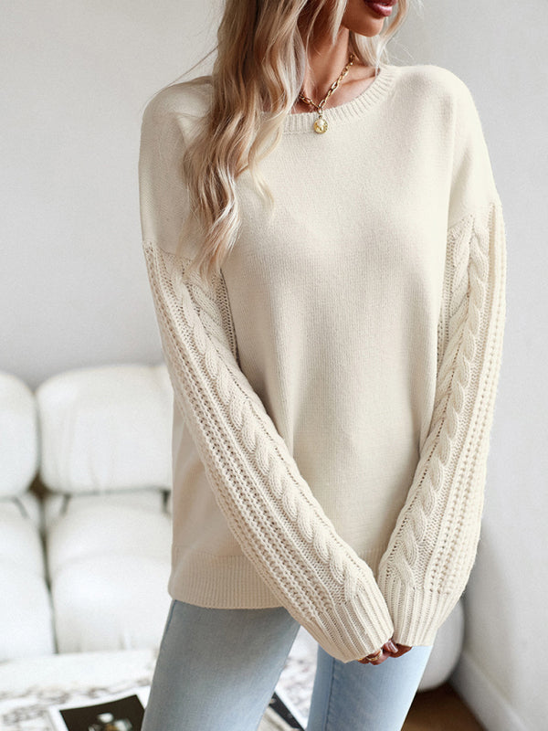 Women's Casual Knit Cable Sleeve Sweater