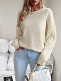 Women's Casual Knit Cable Sleeve Sweater