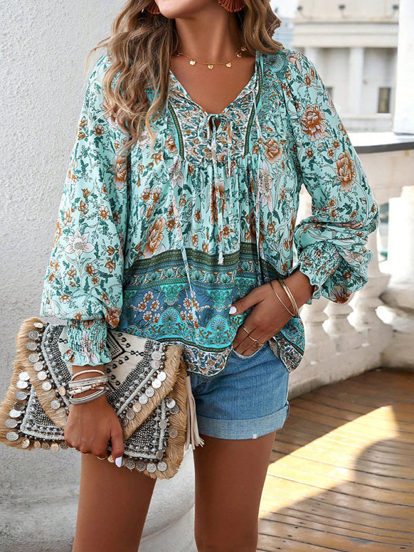 Women's Bohemian Casual Floral Print blouse