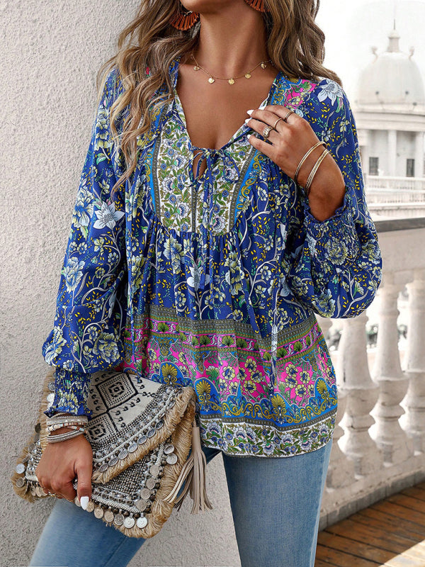 Women's Bohemian Casual Floral Print blouse