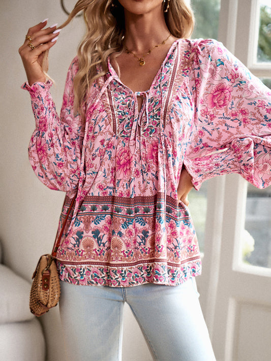 Women's Bohemian Casual Floral Print blouse