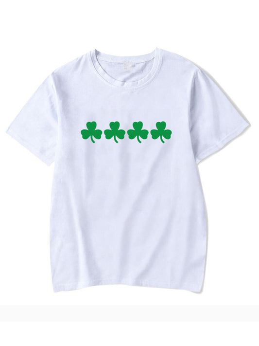 New Women's St. Patrick's Day Casual Clover Graphic Print T-Shirt (Multiple Pictures Available)