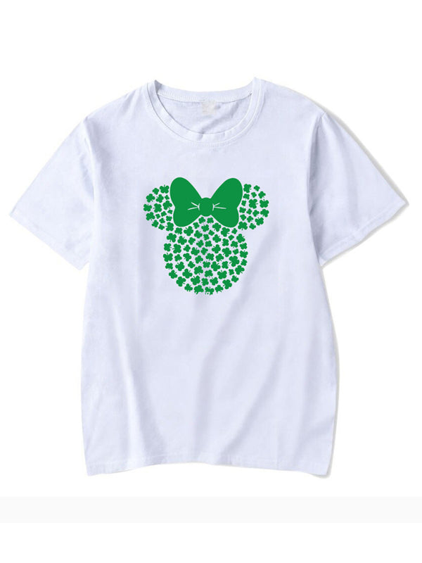 New Women's St. Patrick's Day Casual Clover Graphic Print T-Shirt (Multiple Pictures Available)