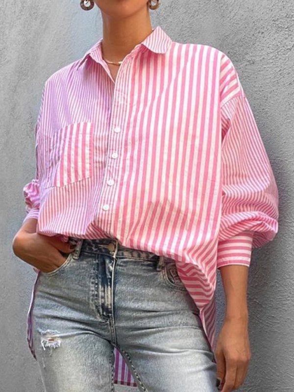 New women's simple fashionable shirt long sleeve striped shirt