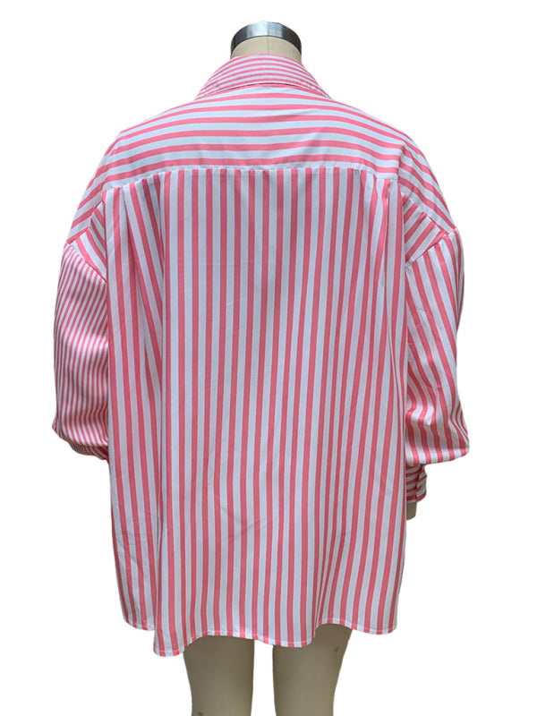 New women's simple fashionable shirt long sleeve striped shirt