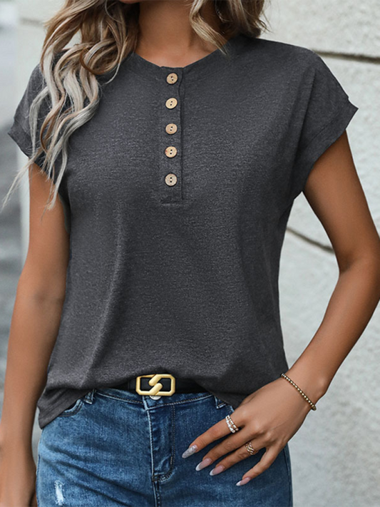 Button plain basic T-shirt