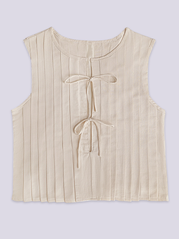 Women's cotton and linen blouse with straps