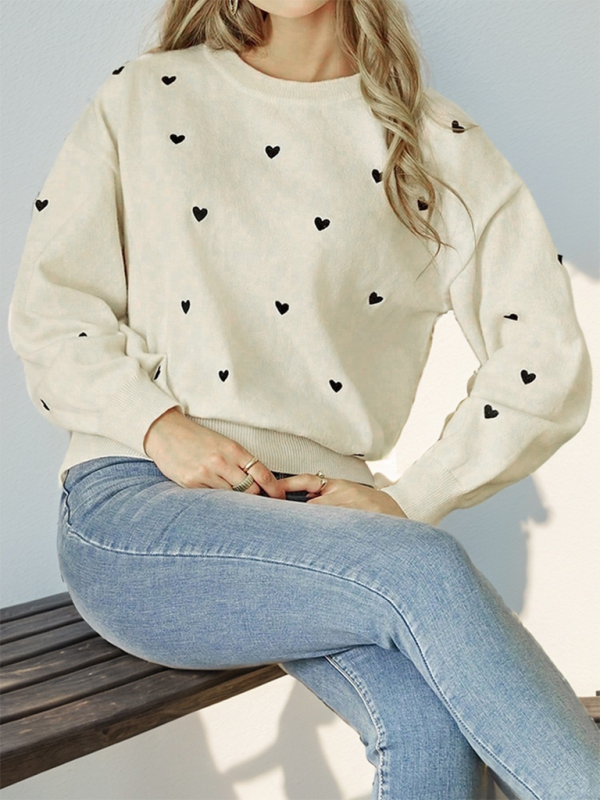 Women's Valentine's Day Heart Crew Neck Sweater