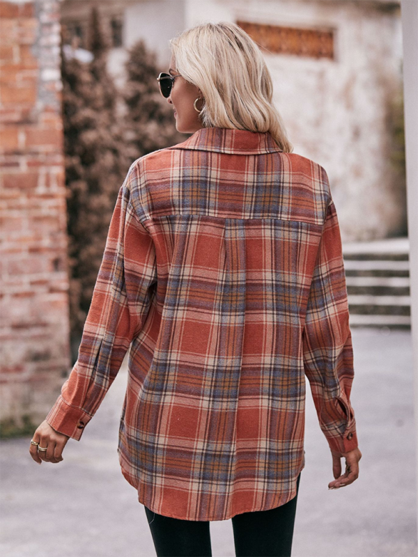 Women's Casual Fashion Oversize Loose Plaid Shirt