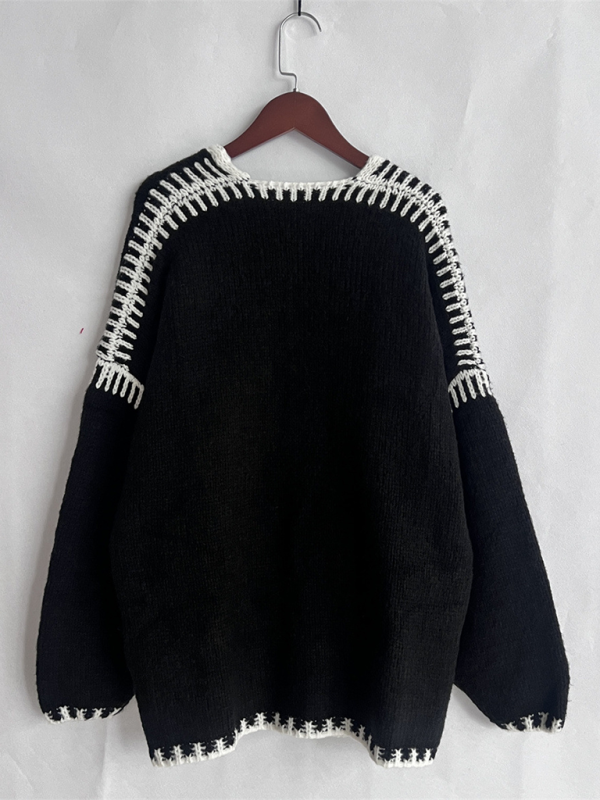 Knit Sweater Jacket Solid Color Loose Cardigan