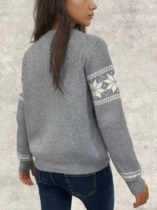 Snowflake Christmas Cardigan Sweater Single Breasted Jacket