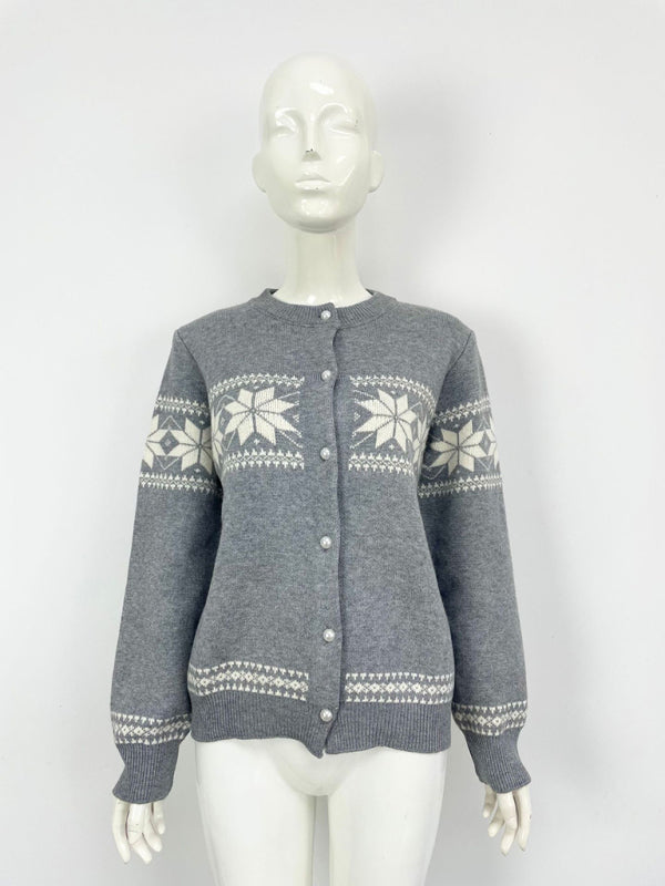 Snowflake Christmas Cardigan Sweater Single Breasted Jacket