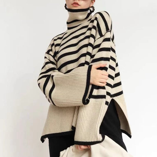 Striped Pattern Casual Loose Women's Sweater