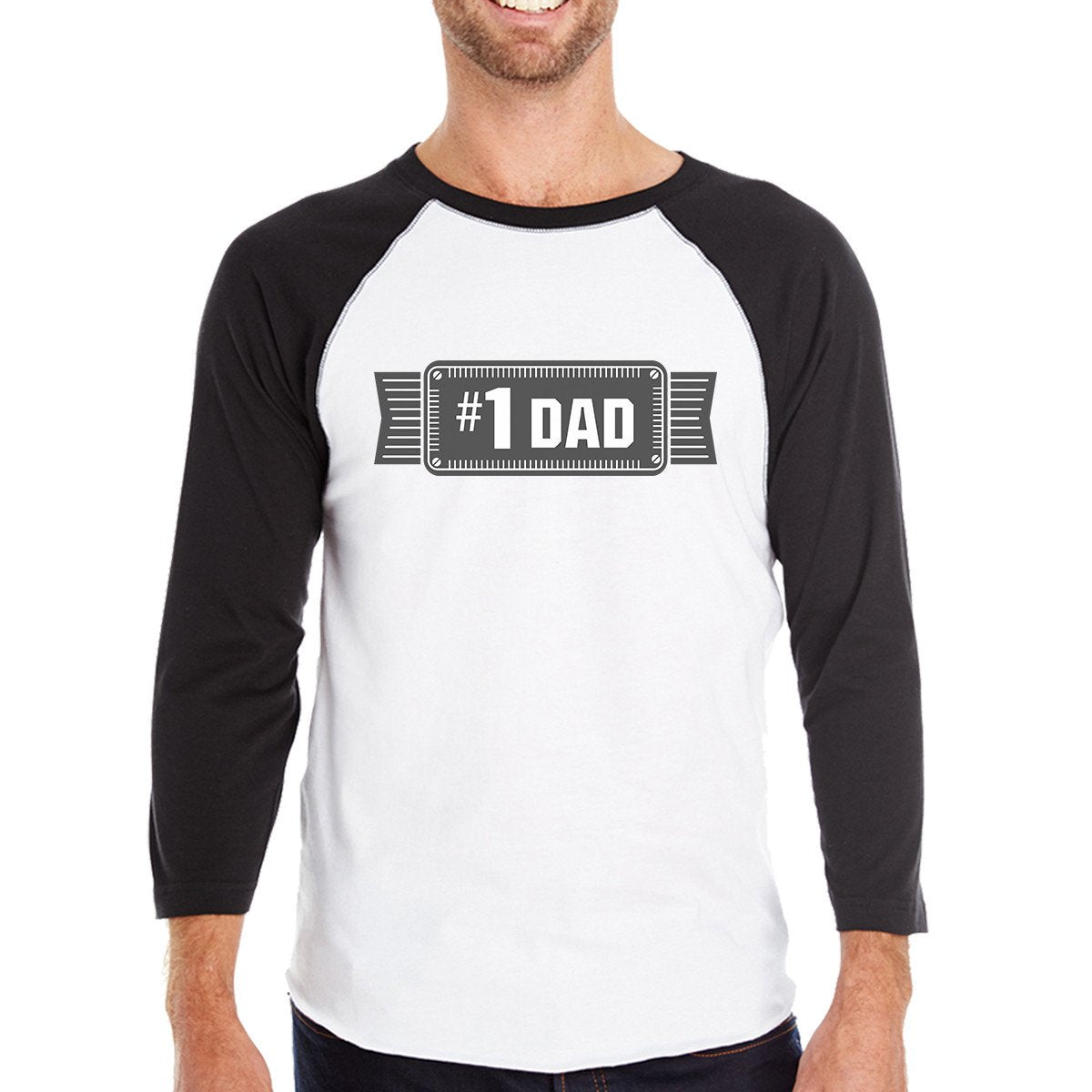 #1 Dad Mens Vintage Design Baseball T-Shirt Unique