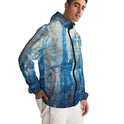 Mens Hooded Windbreaker - Blue Casual/sports Water Resistant Jacket -