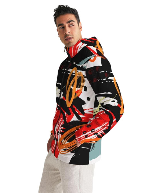 Mens Hooded Windbreaker - Multicolor Water Resistant Jacket - Ll4s0x