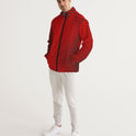 Mens Hooded Windbreaker, Red Polka Dot Water Resistant Jacket - Jjww0x