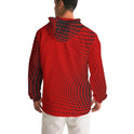 Mens Hooded Windbreaker, Red Polka Dot Water Resistant Jacket - Jjww0x