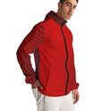 Mens Hooded Windbreaker, Red Polka Dot Water Resistant Jacket - Jjww0x