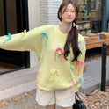 Women's Bowknot Sleeve Loose Knit Sweater