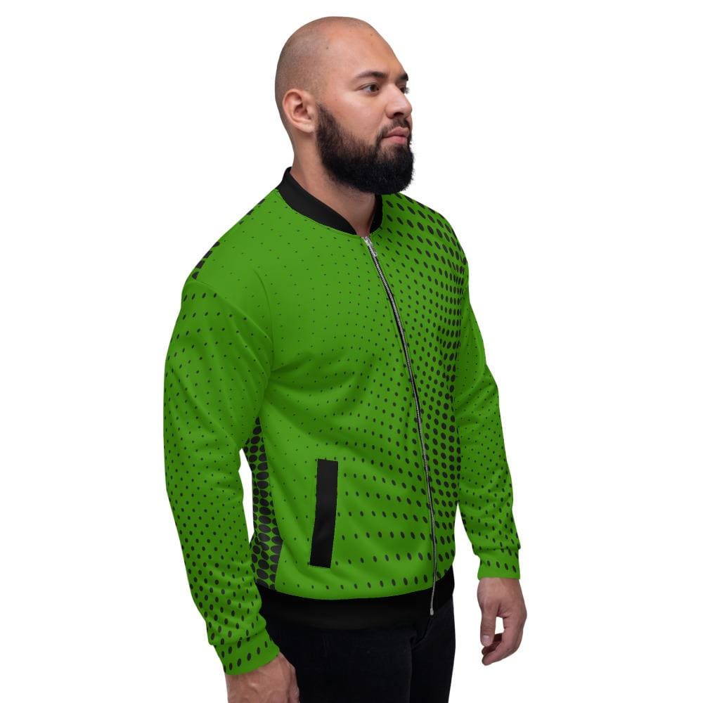 Mens Jacket - Polka Dot Edgy Bomber Jacket Green/black