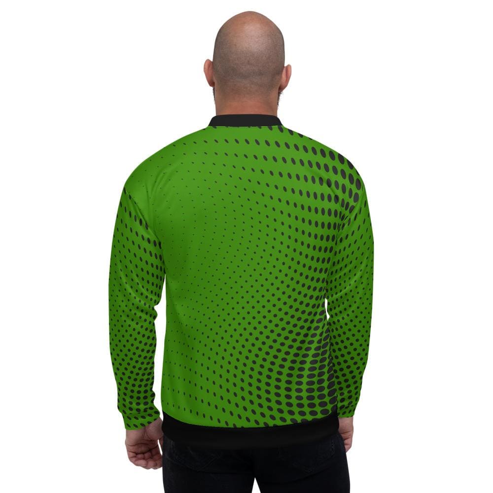 Mens Jacket - Polka Dot Edgy Bomber Jacket Green/black