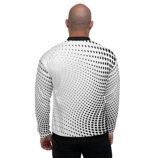 Mens Jacket - Polka Dot Edgy Bomber Jacket White/black