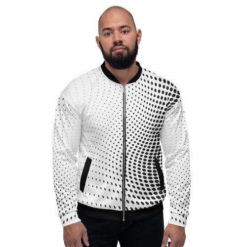 Mens Jacket - Polka Dot Edgy Bomber Jacket White/black