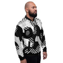 Mens Jacket - Retro Geometric Style Bomber Jacket Black/grey