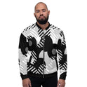 Mens Jacket - Retro Geometric Style Bomber Jacket Black/grey