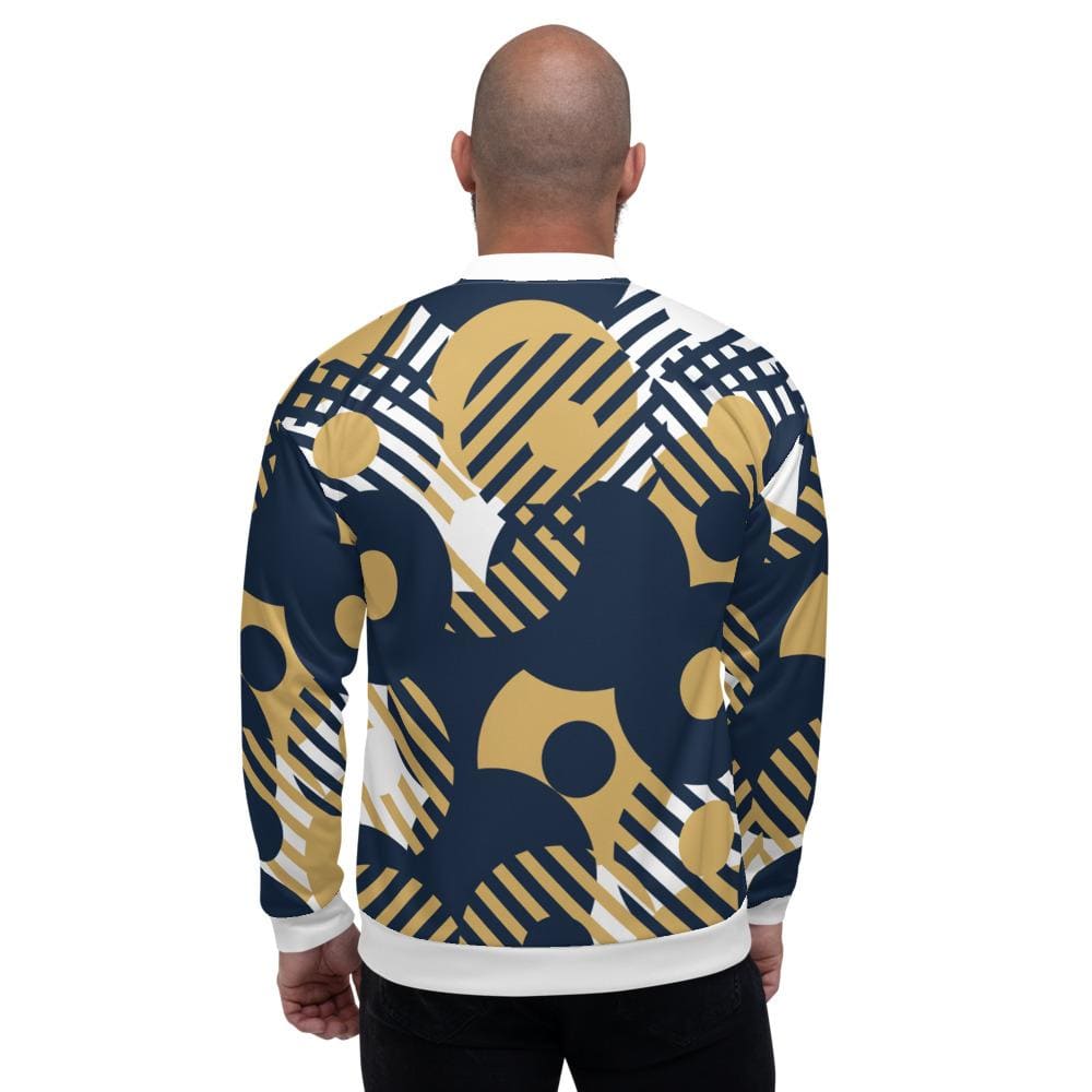 Bomber Jacket for Men - Blue Multicolor Retro Geometric Pattern