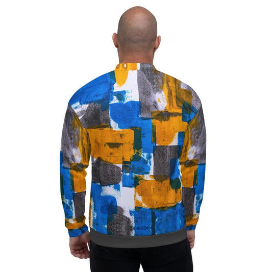 Mens Jacket - Trendy Retro Bomber Jacket Grey/multicolor