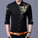 Mens Button Front Shirt with Floral Design